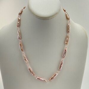 Pink Biwa Stick Pearl Necklace; Baroque Pearls;  Coquette Girl, Cottage Core